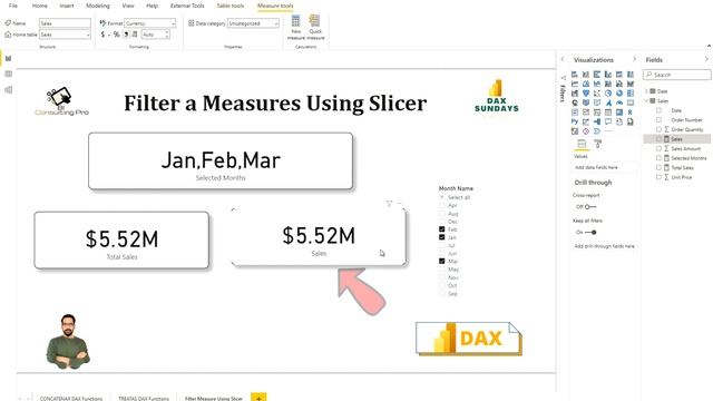 Use multiple slicer items in a measure using TREATAS DAX Function | DAX Sundays | BI Consulting Pro