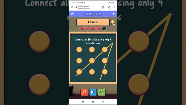 Brain Trainer Level 5 - Connect All The Dots Using Only 4 Straight Lines