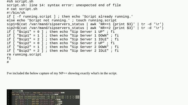sh script won't run, (unexpected end of file) but the individual lines execute fine смотреть онлайн