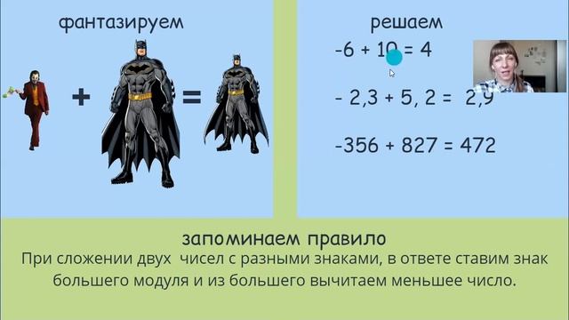 сложение положительных и отрицательных чисел смотреть онлайн