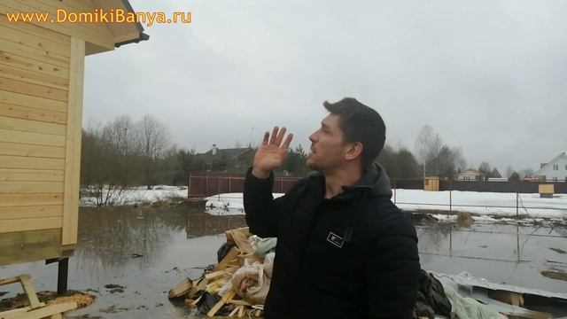 Баня из бруса 6х6 с мансардой на сваях в Московской области от СК Доминика
