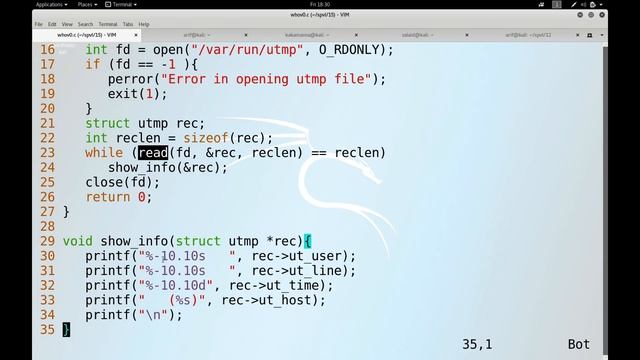 Lec15 Design and Code Of UNIX who Utility (Arif Butt @ PUCIT ...