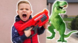 Bad Baby vs GIANT DINOSAUR T-rex! Kids Song Nursery Rhymes for children & learn colors kids video