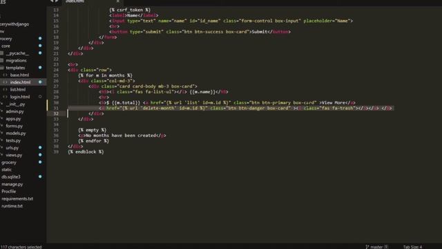 Code your own grocery list. Adding  delete button to month item