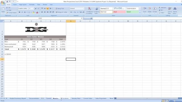 New Perspectives Excel 2019 | Modules 5-8: SAM Capstone Project 1a #newperspective #samcapstone1a