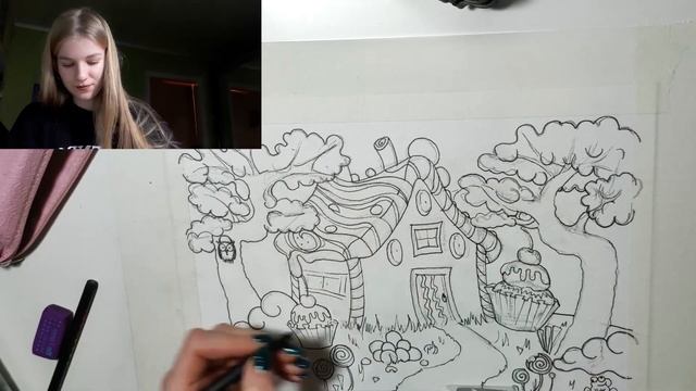 Как я рисую красивый сладкий домик для урока рисования смотреть онлайн