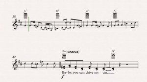 Ukelele - Drive My Car - The Beatles Sheet Music, Chords, and Vocals