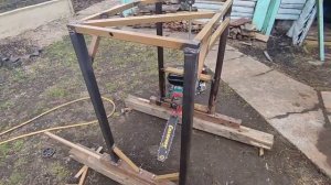 самодельная шинная пилорама с двигателем от мотоблока часть 3. #пилорама #шиннаяпилорама #самоделка