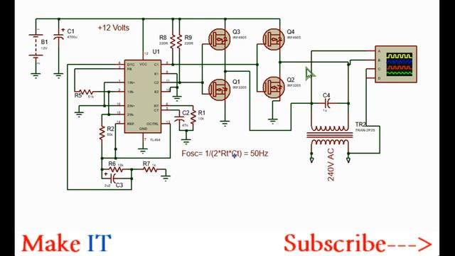 Power Inverter with TL494 and H Bridge Power MOSFETs | 900Watt | 12-240V смотреть онлайн