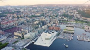 Oslo, Norway. Oslo Opera House. Operahuset Oslo. View overlooking the town, Aerial View, Point of i