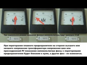 Какие будут показания фазных киловольтметров при перегорании плавкого предохранителя?
