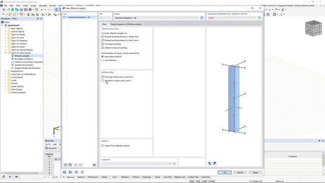 Свободная длина продольного изгиба в RFEM 6