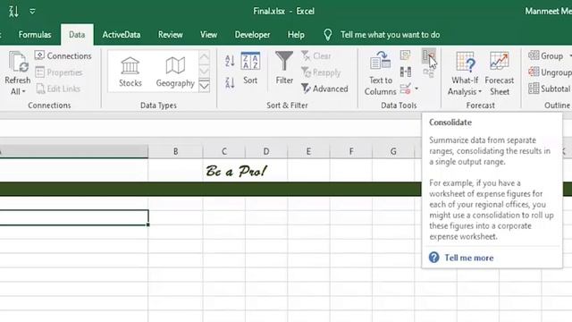 TOP 10 EXCEL TIPS TO INCREASE YOUR PRODUCTIVITY - in Hindi (हिन्दी) / English- #9 CONSOLIDATE