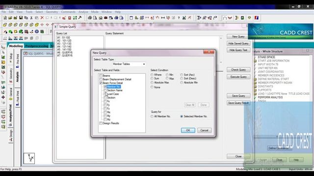 తెలుగు || STAADPRO SQL SIMPLE QUERY || TELUGU || CADDCREST || FIRST TIME ON YOUTUBE || NEVER BEFORE