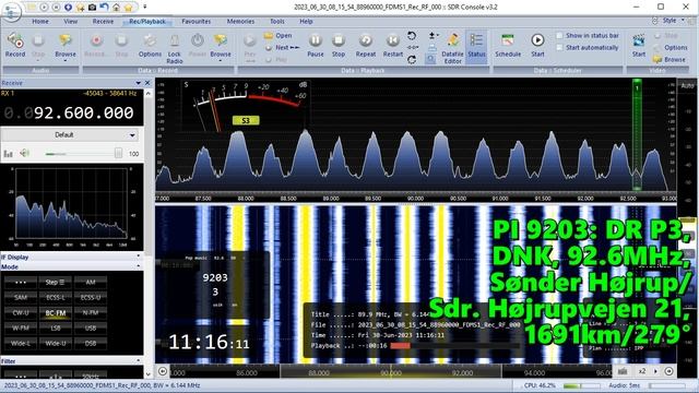 30.06.2023 08:16UTC, [Es], DR P3 (3-я прог. датского радио), Дания, 92.6МГц, 1691км