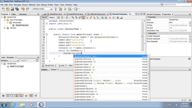Using an Iterator in Java