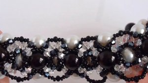 Колье "Констанция" из горного хрусталя и стеклянного жемчуга