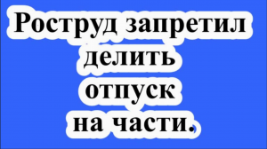 Роструд запретил делить отпуск на части.