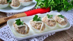 Яйца фаршированные рыбными консервами