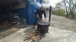 Обзор Чугунного казана 25 л. Балезинский ЛМЗ + Печь с трубой /обжиг / Приготовление Плова