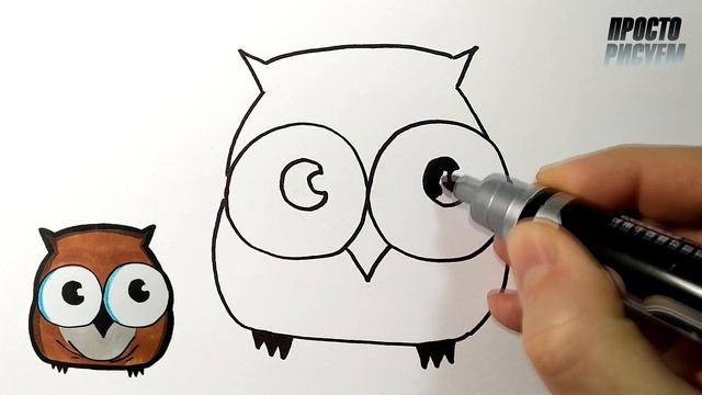 Как нарисовать СОВЁНКА мило и просто, Рисунки для начинающих смотреть онлайн