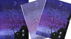 Нарисуем зимний пейзаж легко. Рисуем зимний пейзаж в городе. Правополушарное рисование.