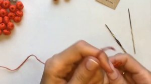 Веточка рябины из джута крючком...