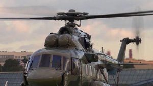 Вечерний прилет вертолета Ми-8АМТШ-1 на Фрунзенскую набережную / Армия России / Вертолеты России