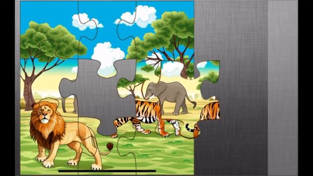Пазл со Львом, тигром и слоном смотреть онлайн