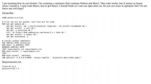 Code Review: Dockerfile to install Python and React in Linux container