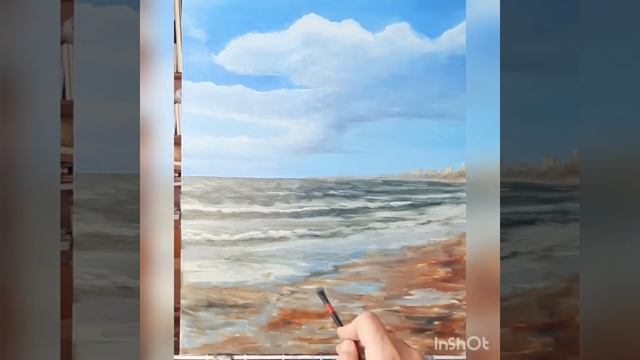 картина маслом холсте живопись импрессионизм весенний морской пейзаж Азовского моря  @nataly_art_ta