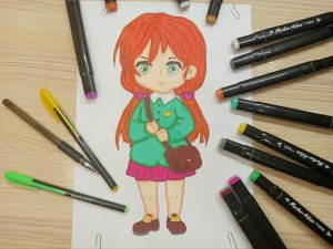 Рисуем рыжую девочку/ Drawing the red-haired girl