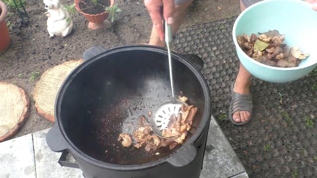 Старинное блюдо! Жемчужина русской кухни | Скоблянка в казане на костре   |Подача блюда