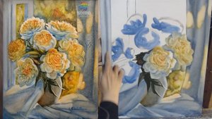 |ВИДЕОУРОК| Жидкое масло - Надежда Ильина "Белые пионы"