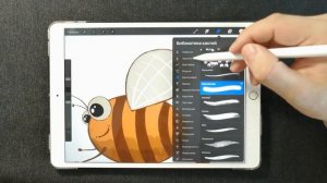 How to Draw a Funny Bee with Dry Ink Brush. Art with Procreate and Apple Pencil on iPad Pro.