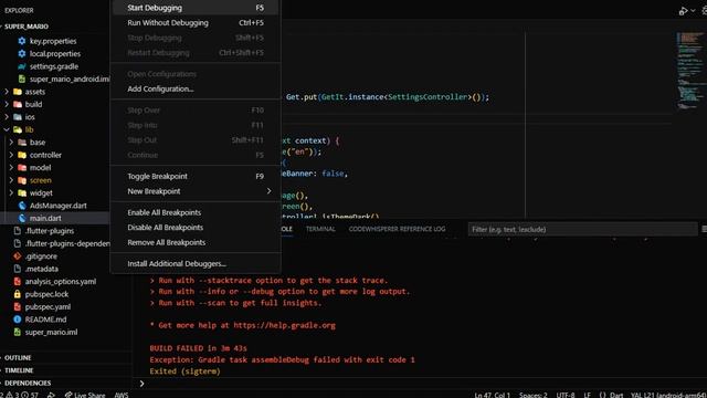 learn flutter, What went wrong: Execution failed for task ':app:checkDebugDuplicateClasses'.