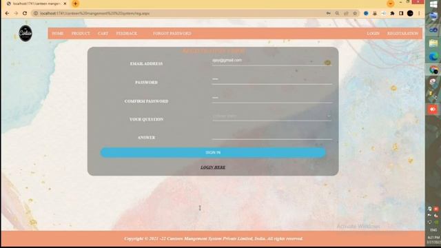 CANTEEN MANAGEMENT SYSTEM asp.net project with sql server
