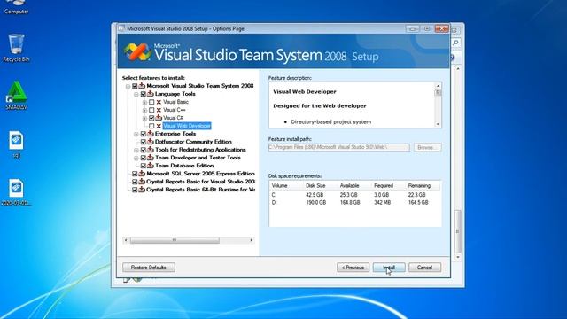 Install Visual Studio 2008