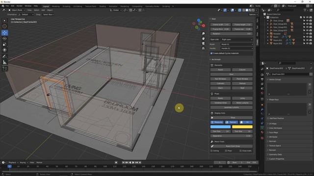 Blender Architecture Addon Tutorial, Interior Design Floor Plan to 3D