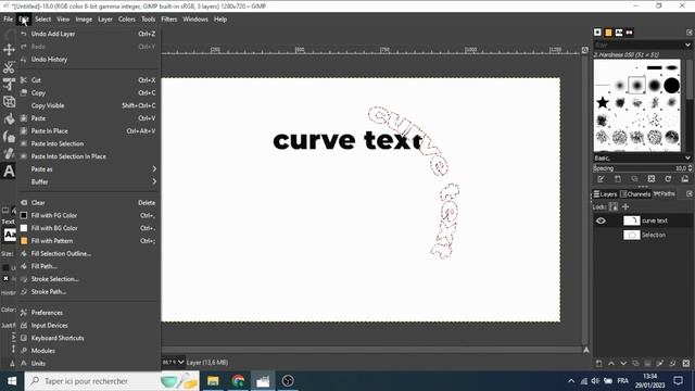 how to curve text in gimp - gimp bending text