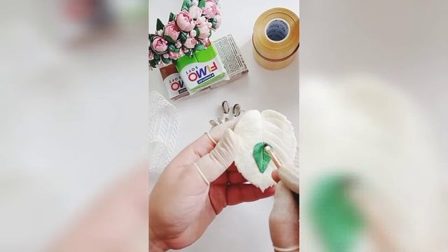 Брошь с пионами из полимерной глины МК polimer gil