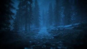 Skyrim - Night Rain Ambiance 2 (ambient music, raindrops, crickets, trees)