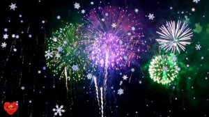 Футаж С Новым годом с  Дедом Морозом и фейерверком