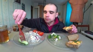 МУКБАНГ НАРЕЗКИ ЛУЧШЕЕ - САЛАТ / ЯИЧНИЦА / БУТЕРБРОДЫ С ЗАКУСКОЙ /  Mukbang / АСМР 15. 12. 2023