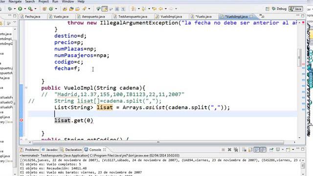 Ejercicio de la interfaz Set en Java. Aeropuerto (II)