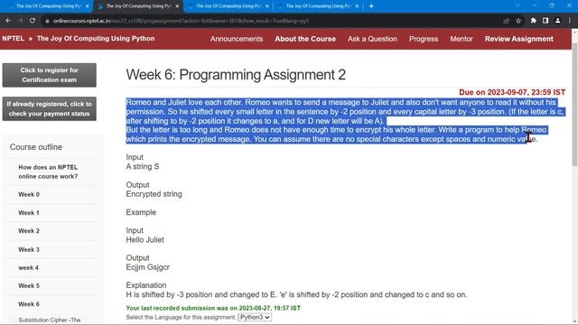 NPTEL The Joy of Computing using Python Week6 All Programming Assignment Solutions 2023 | IIT Ropar смотреть онлайн