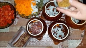 Мясо в горшочках с картошкой и овощами. Легко и просто! Meat in pots with potatoes and vegetables.