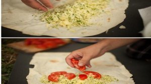 Лаваш с адыгейским сыром и зеленью