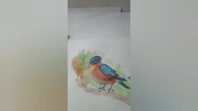 How to draw a bird/ Рисуем птичку акварелью