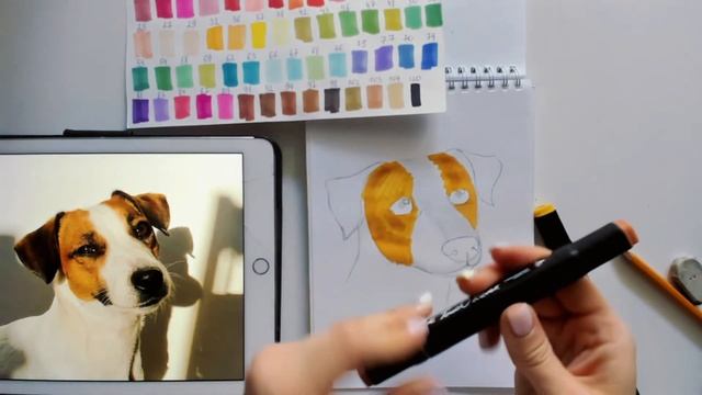 СОБАКА В СТИЛЕ СКЕТЧИНГ / РИСОВАНИЕ МАРКЕРАМИ ДЛЯ НОВИЧКОВ смотреть онлайн